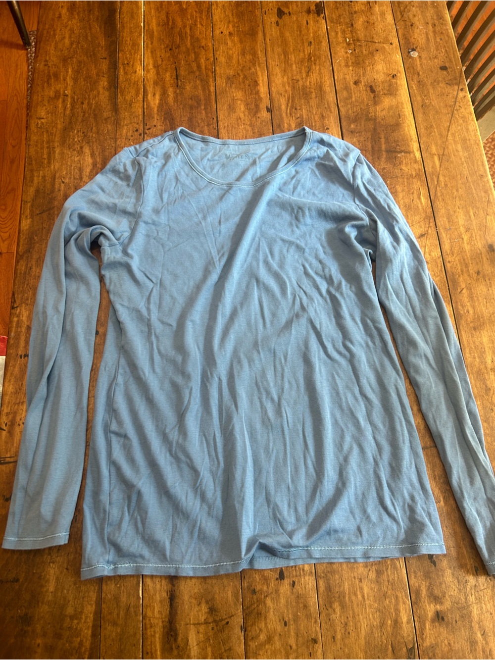 Women’s Light Blue Long Sleeve Victoria Secrets Tee Shop Crewneck Tee